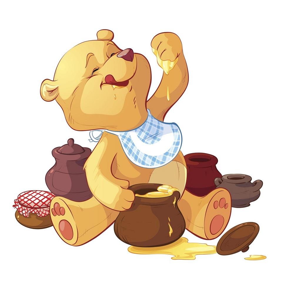 Bear With A Pot Of Honey Fabric Panel