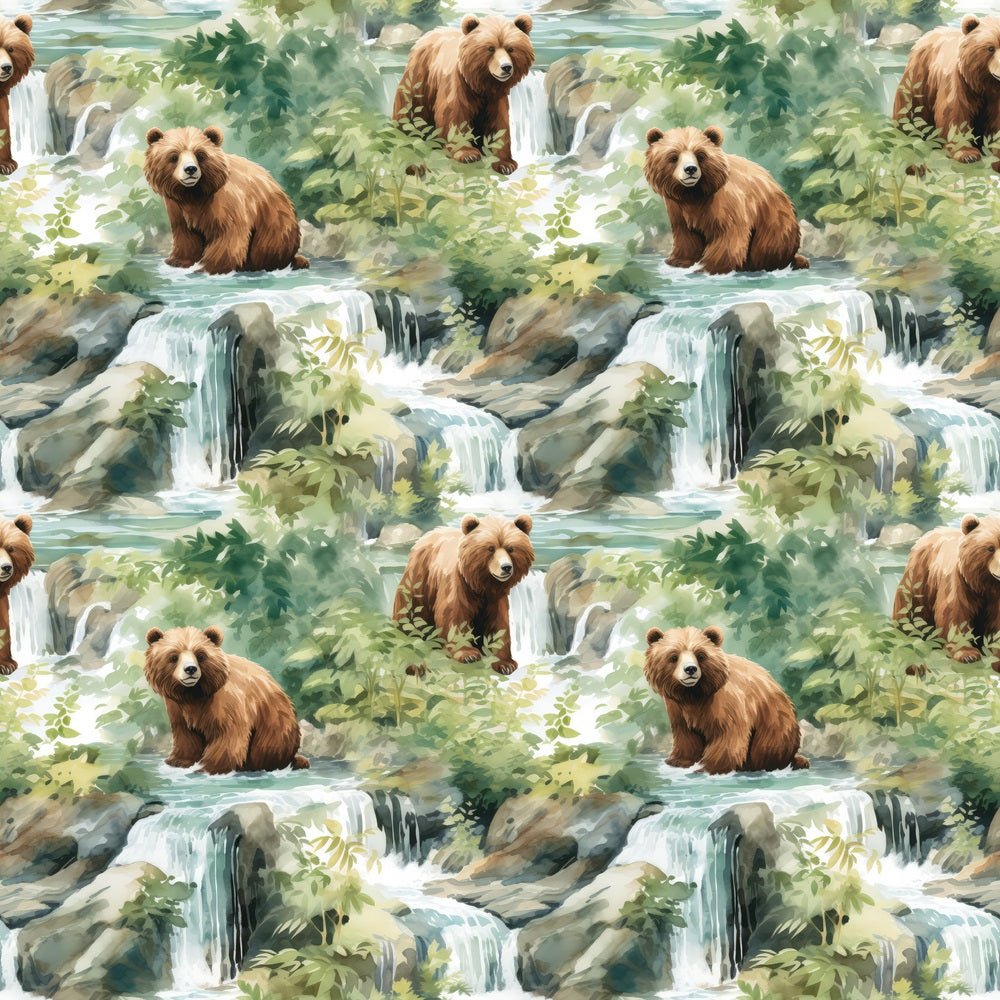 Bears On Waterfall Fabric