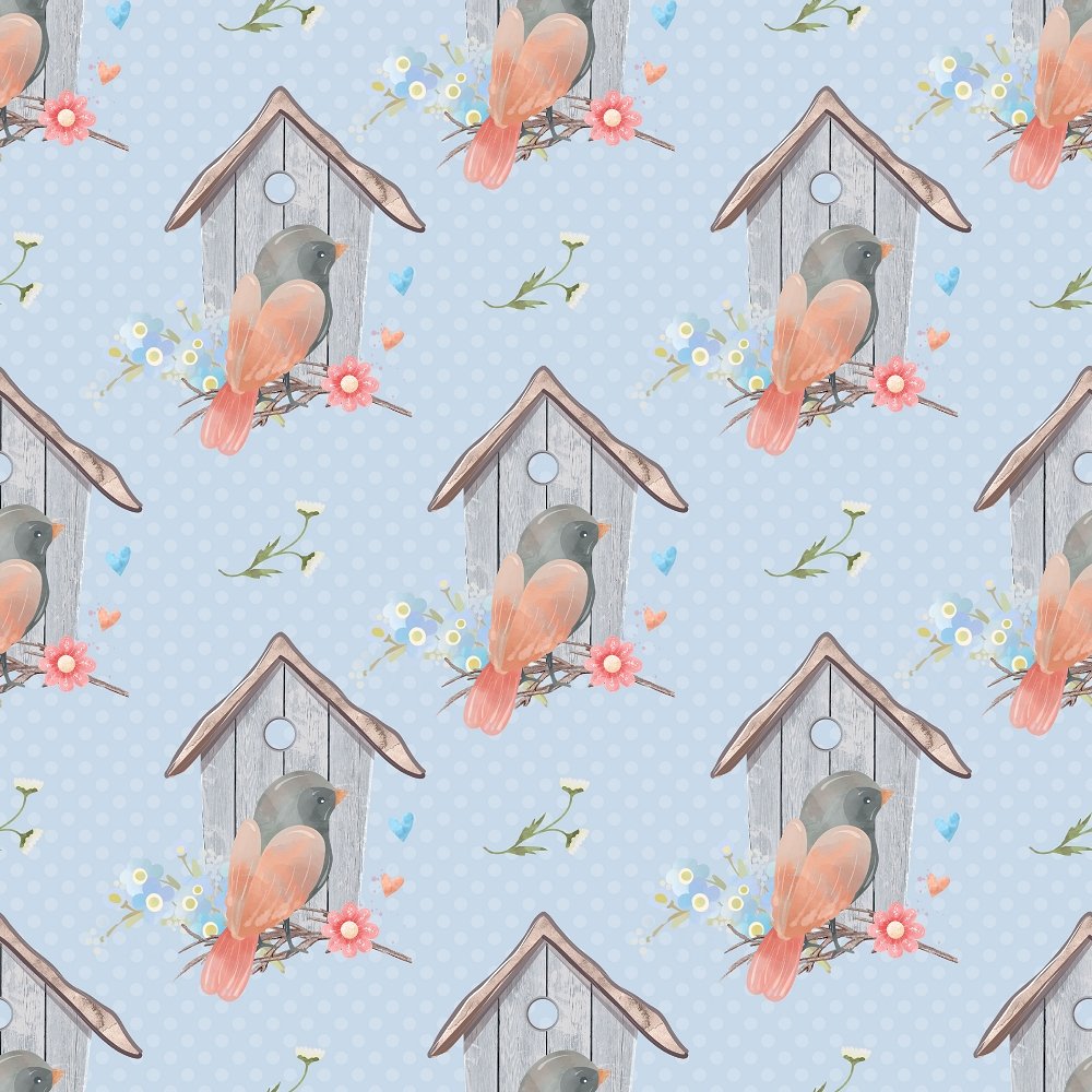 Beautiful Birdhouse Fabric - Light Purple