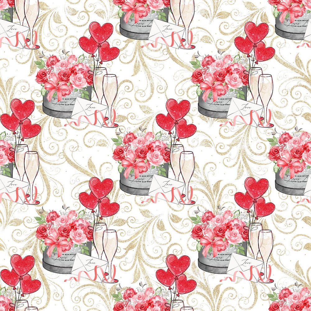 Be My Valentine On Floral Fabric - White