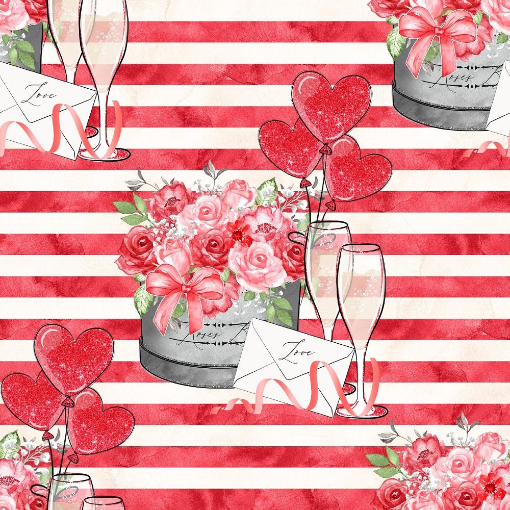 Be My Valentine Red Stripes Fabric