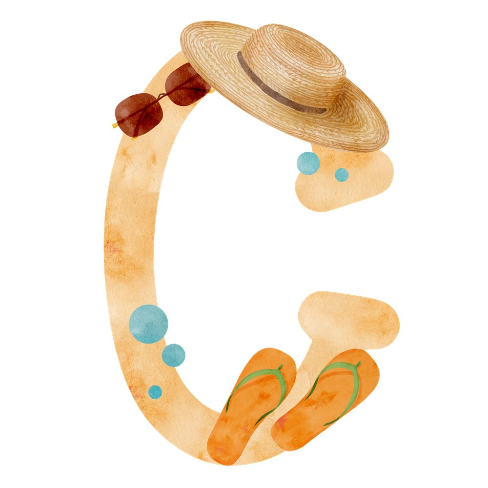 Beach Life Letter ''C'' Fabric Panel