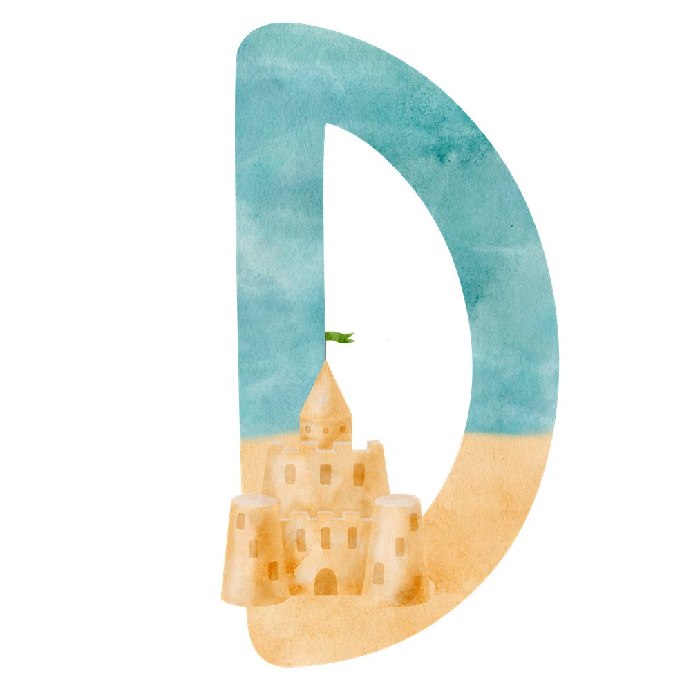 Beach Life Letter ''D'' Fabric Panel