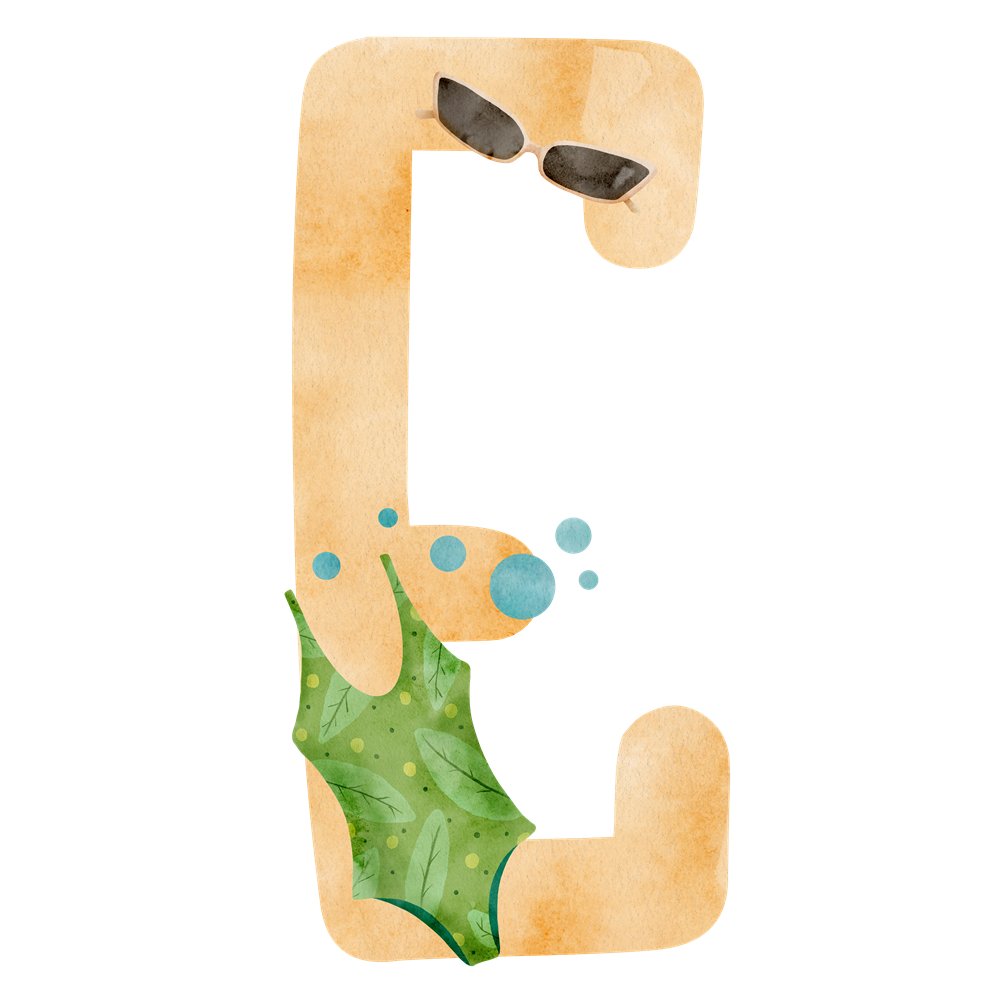 Beach Life Letter ''E'' Fabric Panel