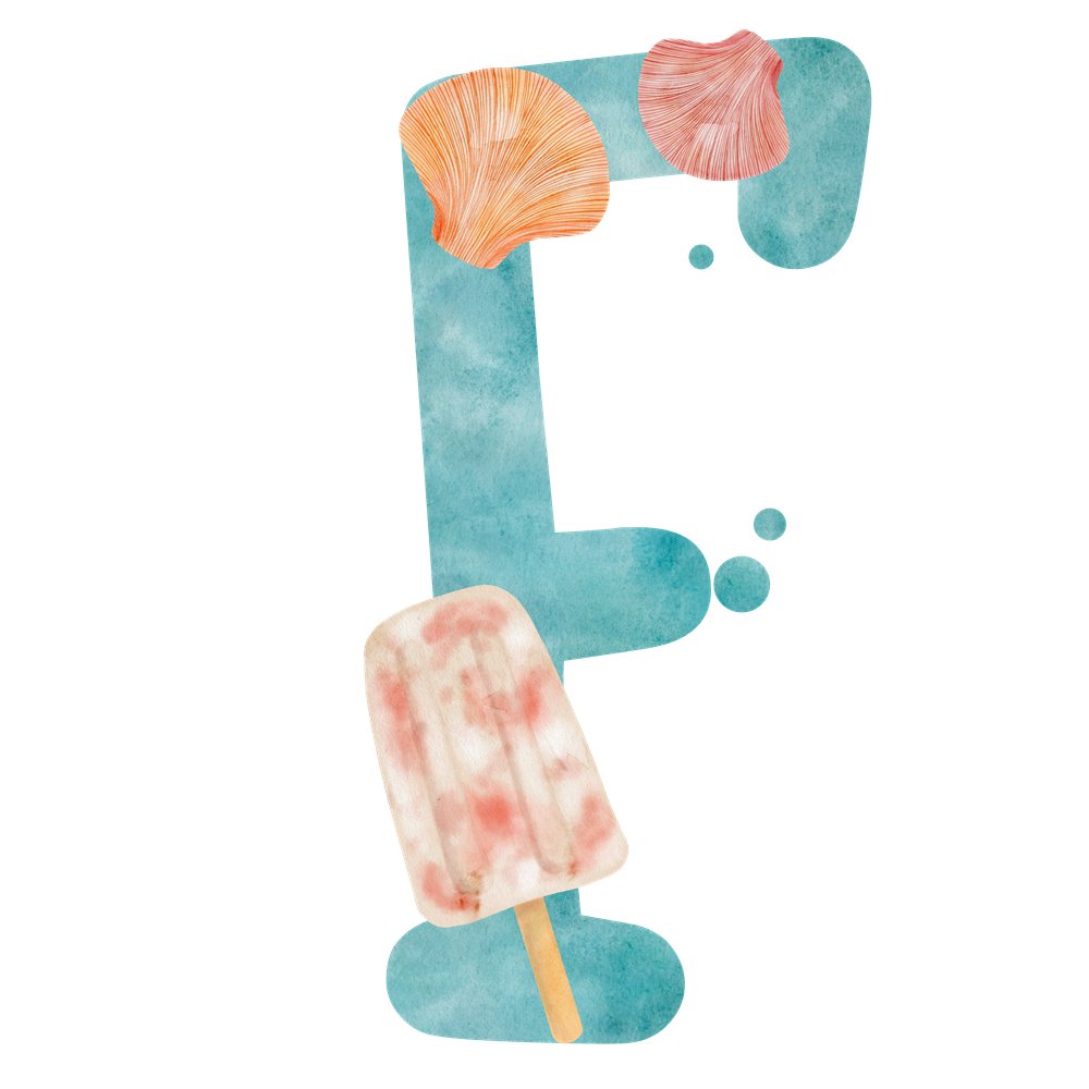 Beach Life Letter ''F'' Fabric Panel