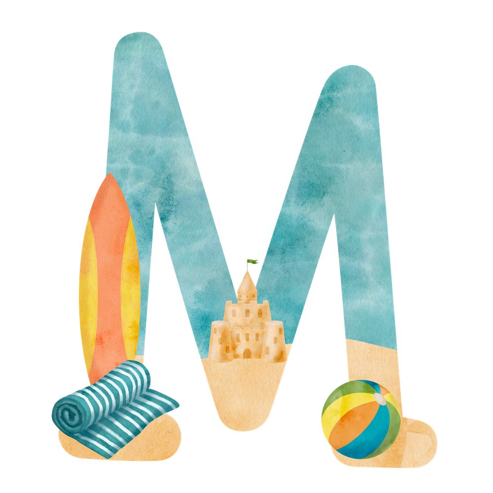 Beach Life Letter ''M'' Fabric Panel