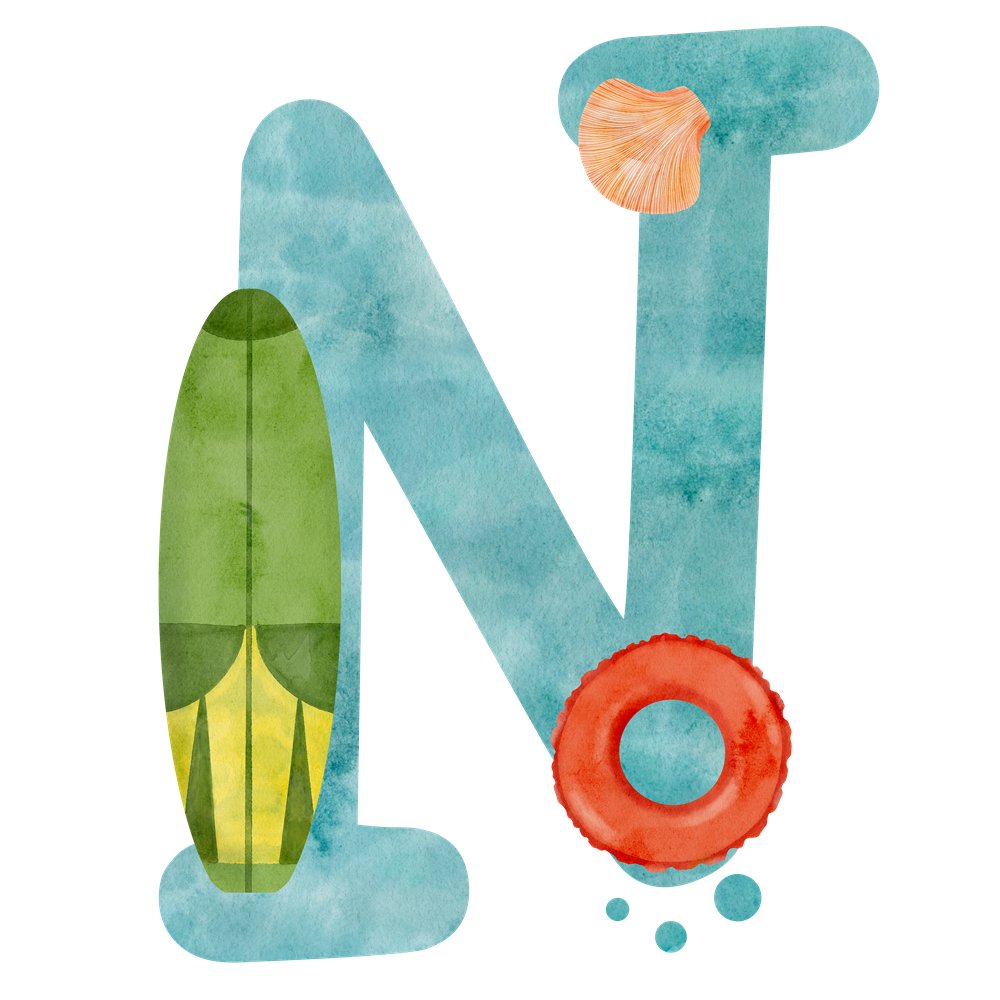 Beach Life Letter ''N'' Fabric Panel