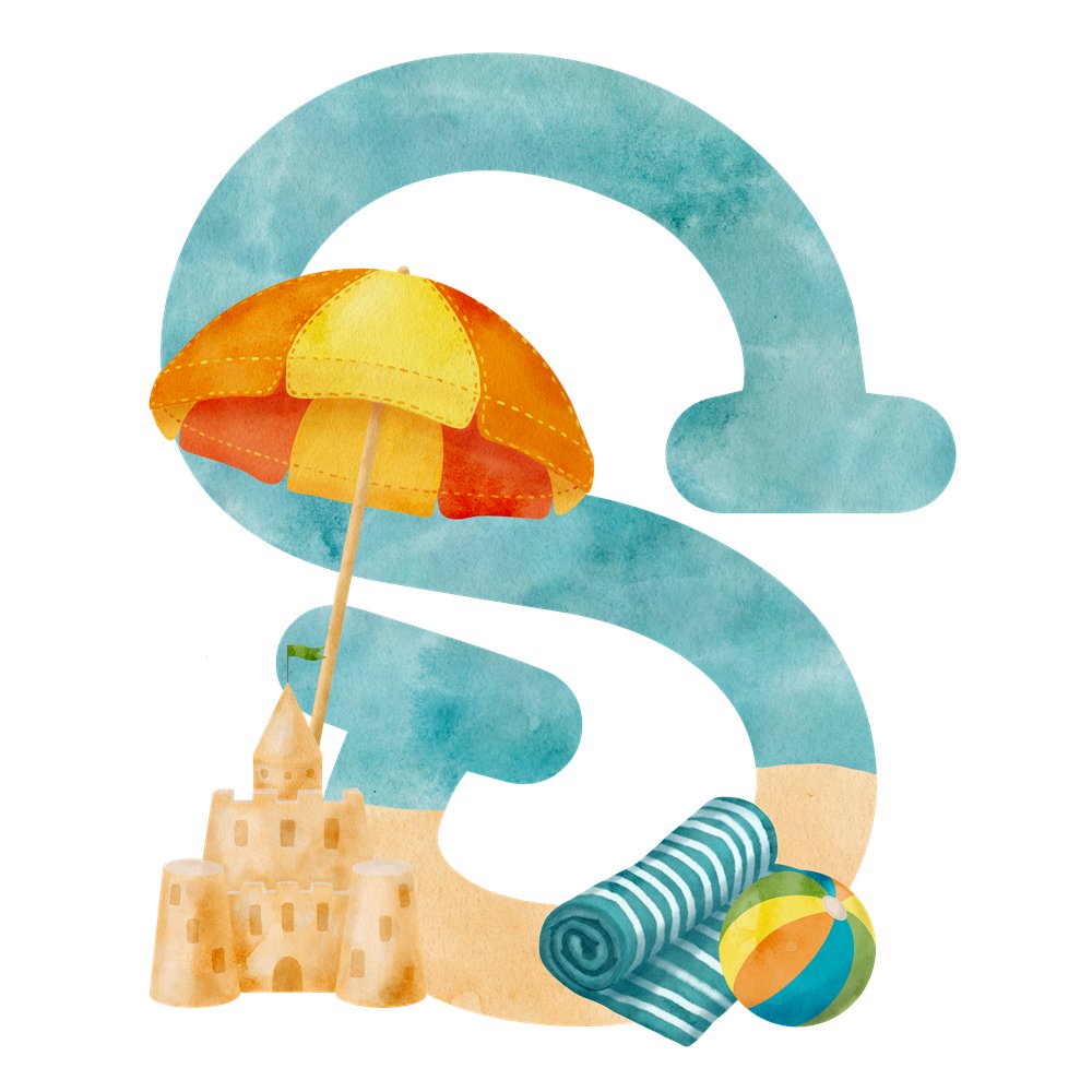 Beach Life Letter ''S'' Fabric Panel