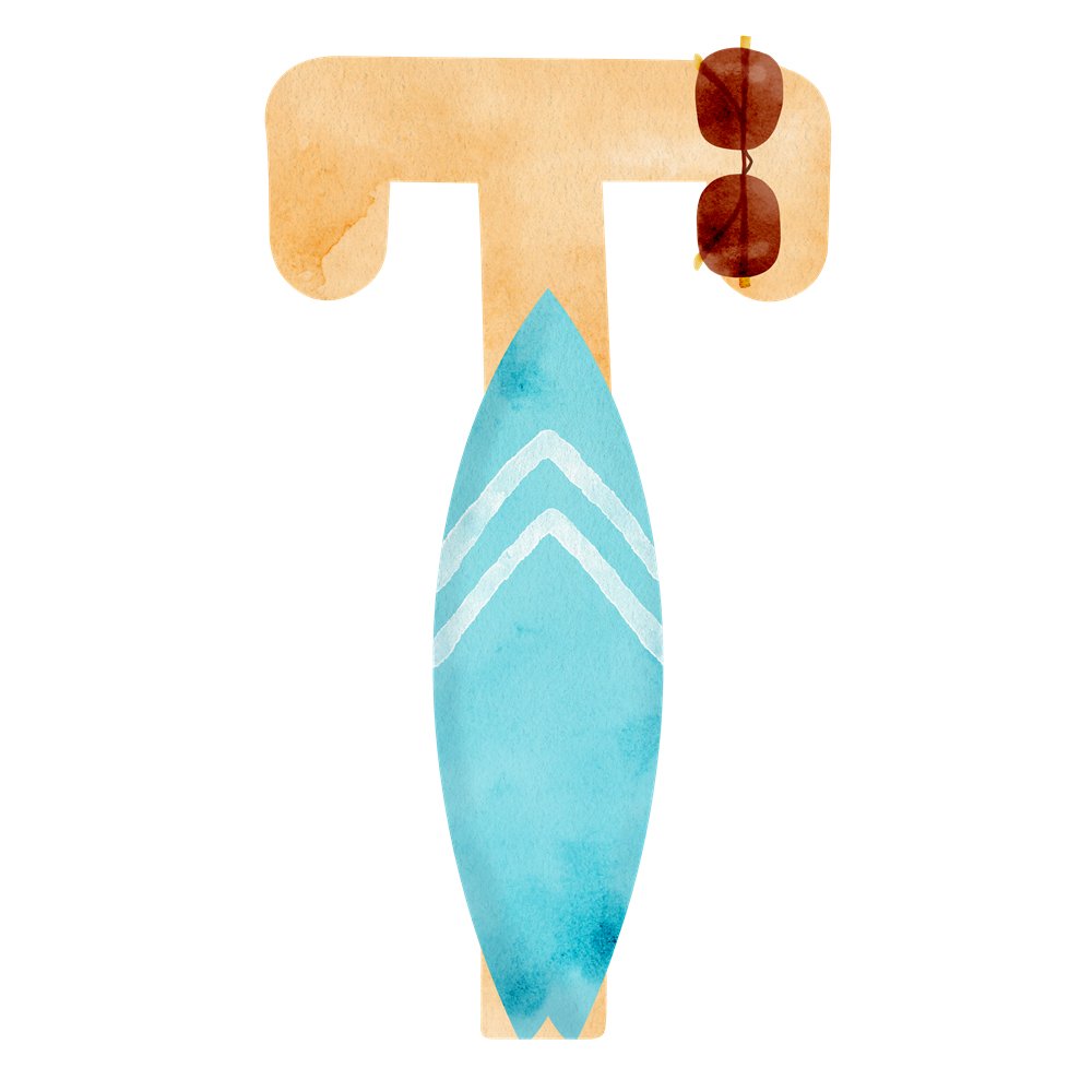 Beach Life Letter ''T'' Fabric Panel