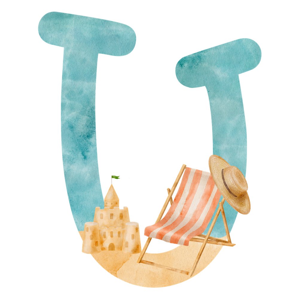 Beach Life Letter ''U'' Fabric Panel