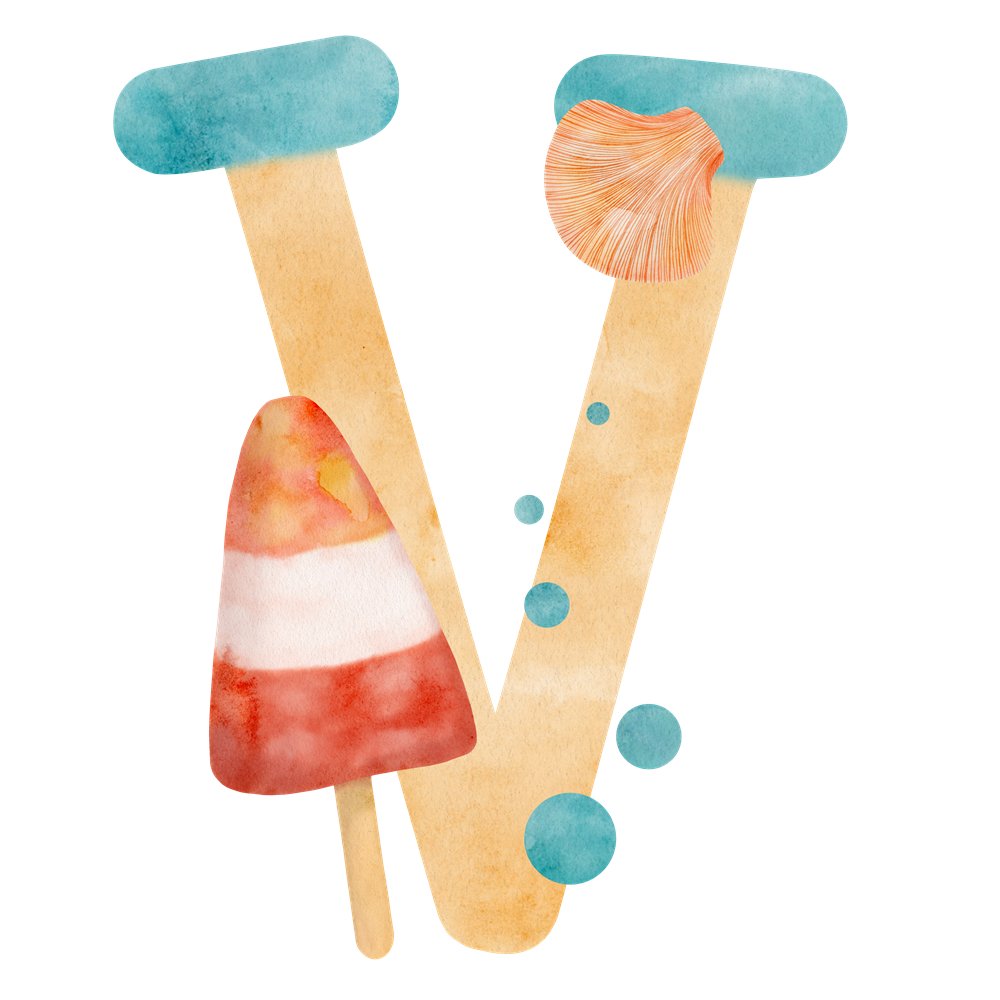 Beach Life Letter ''V'' Fabric Panel