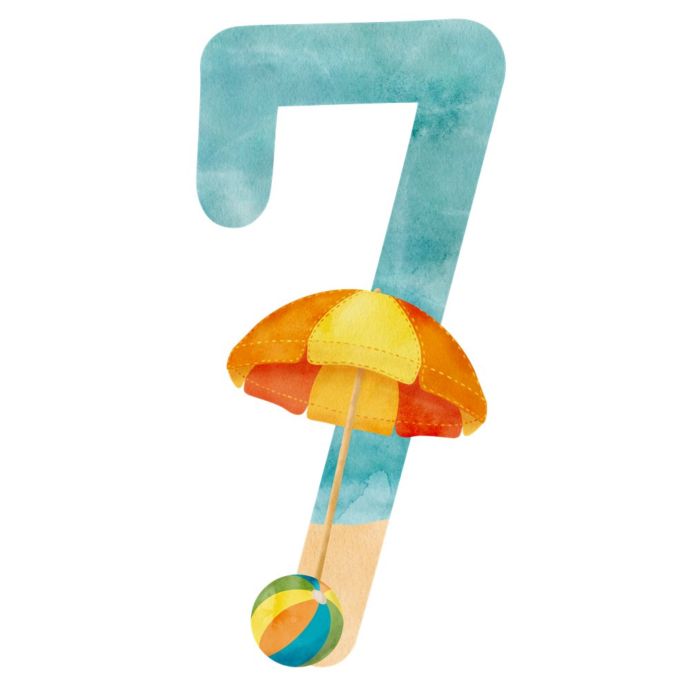 Beach Life Number ''7'' Fabric Panel