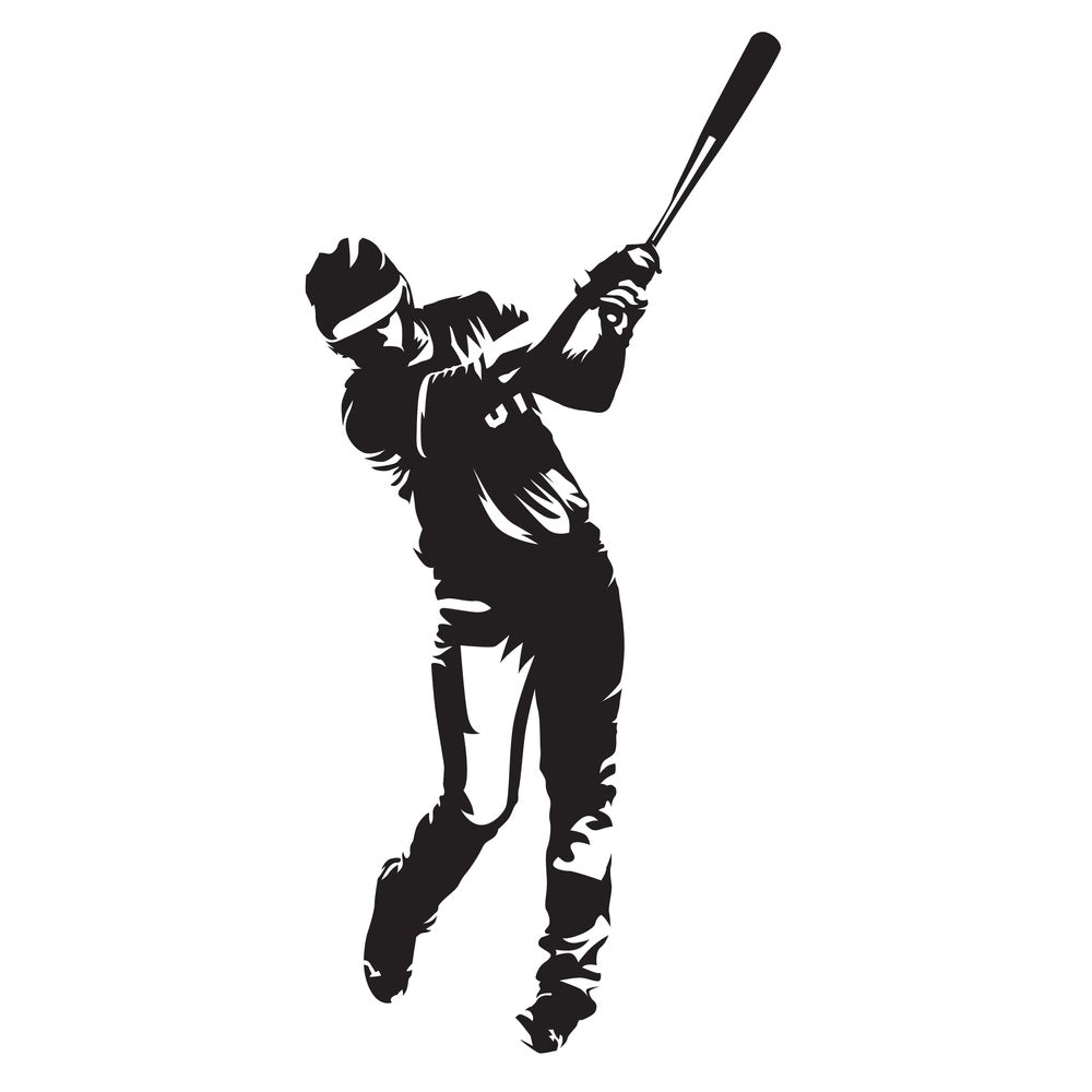 Baseball Player Silhouette Fabric Panel