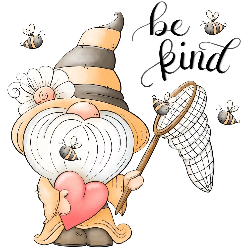 Be Kind Bumble Bee Gnome Fabric Panel