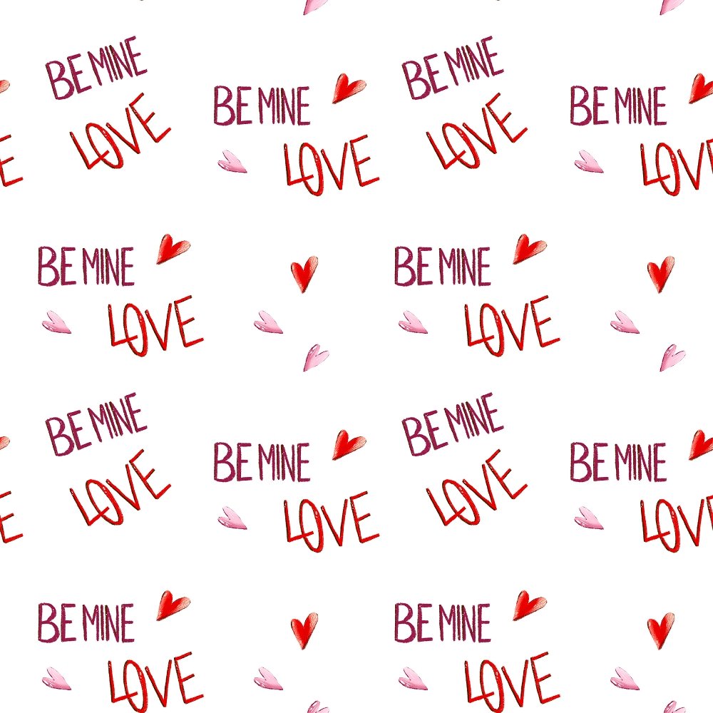 Be Mine Love Fabric - White