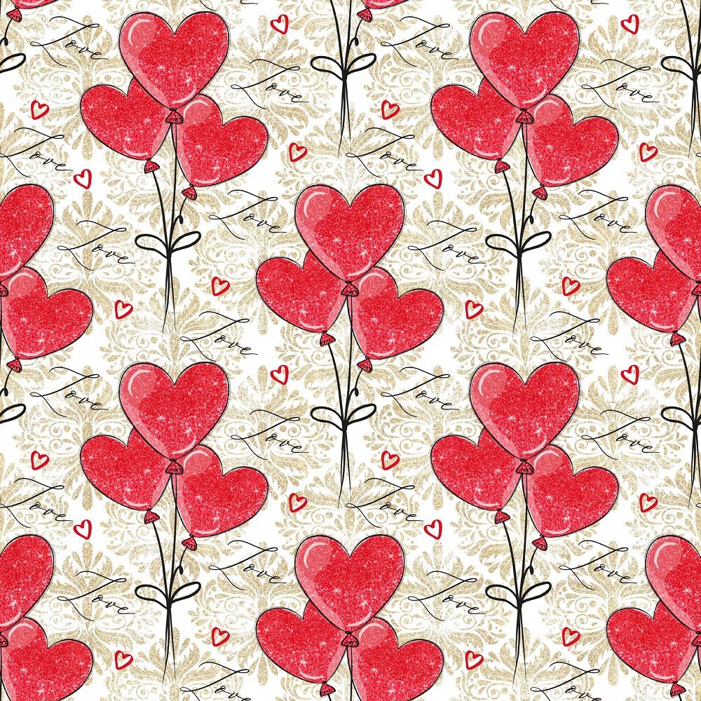 Be My Valentine Balloons Fabric - Gold