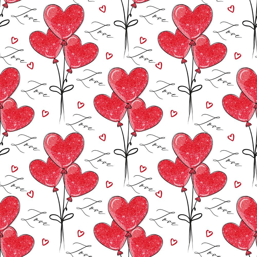 Be My Valentine Balloons Fabric - White