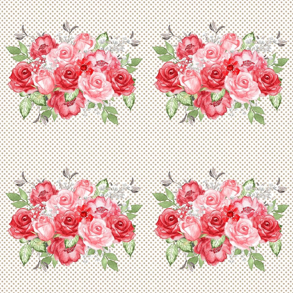 Be My Valentine Bouquets on Dots Fabric