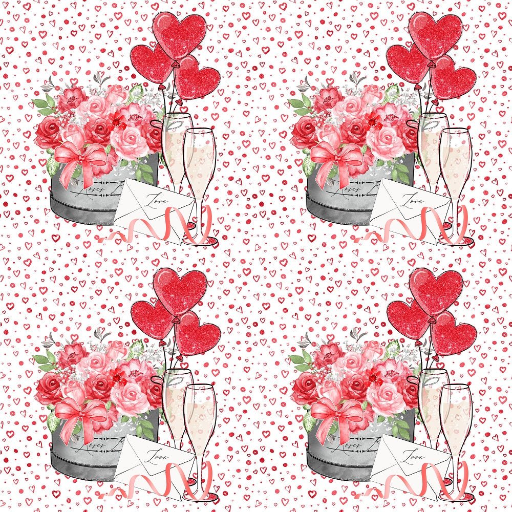 Be My Valentine Floral on Hearts Fabric
