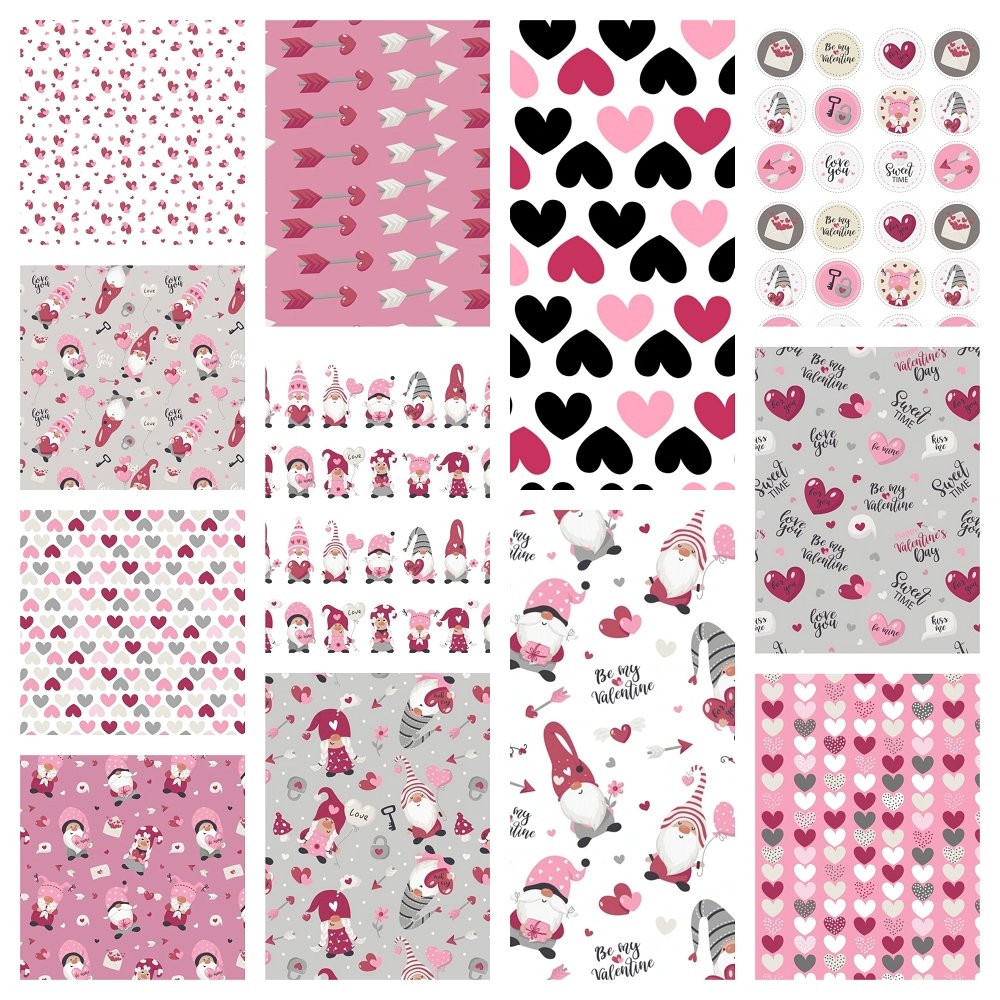 Be my Valentine Gnome Fabric Collection - 1 Yard Bundle