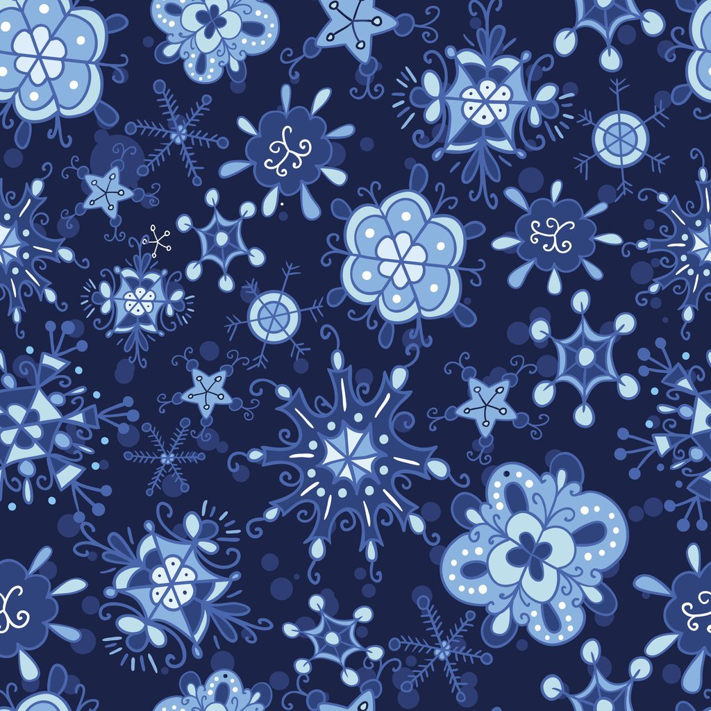 Winter Snowflake Fabric - Blue
