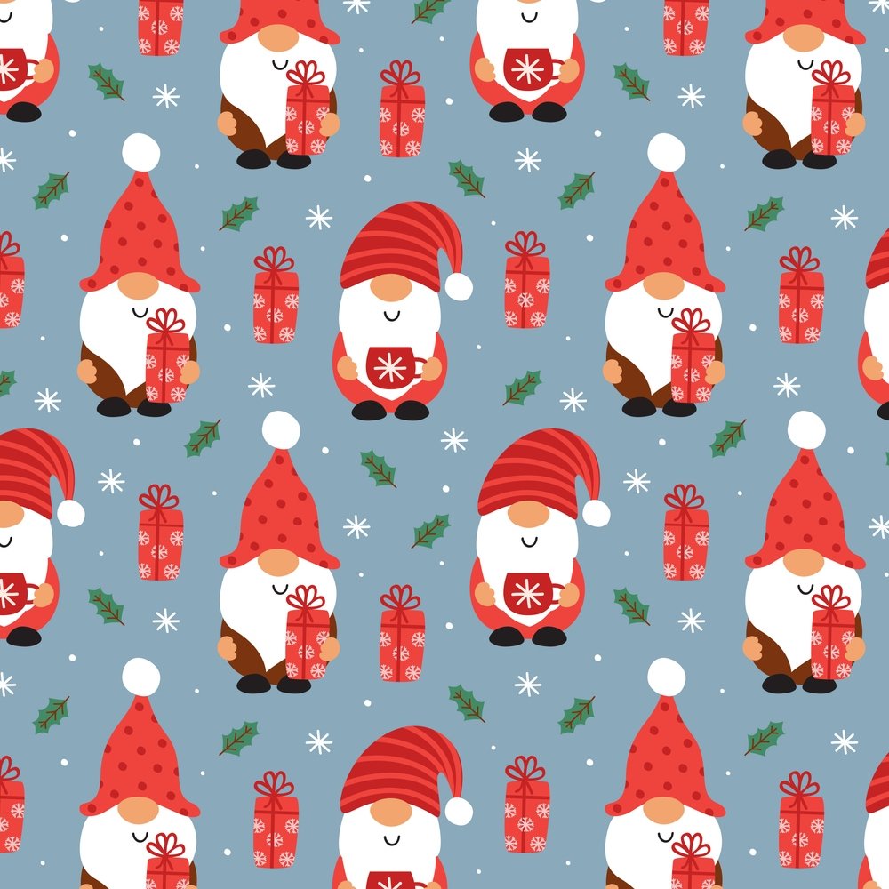 Winter Wonderland Gnome Fabric - Blue