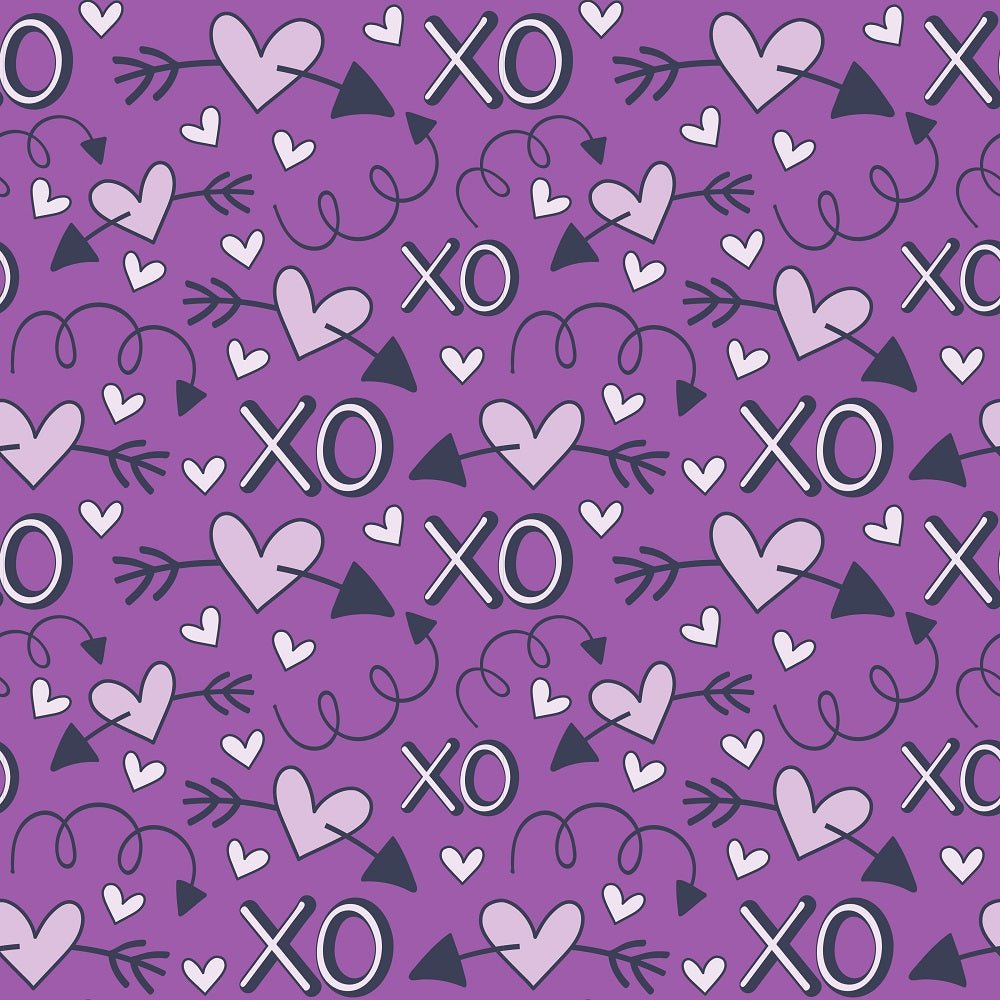 XOXO Hearts Pattern #11 Fabric - Purple