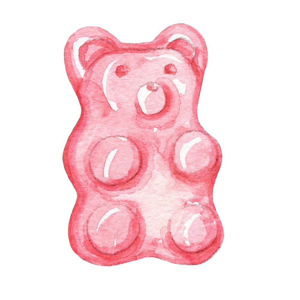 Yummy Gummy Bear Fabric Panel - Pink