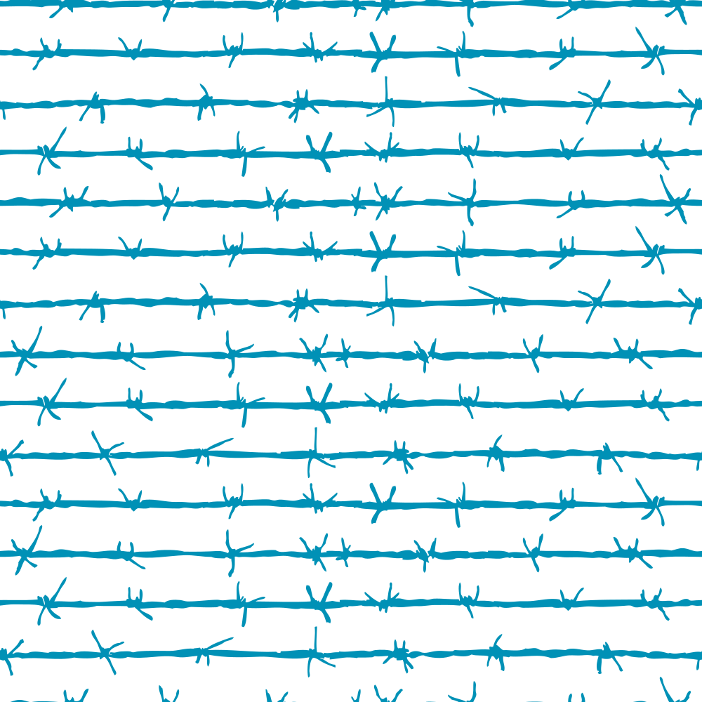 Barbed Wire Fabric - Cerulean Blue