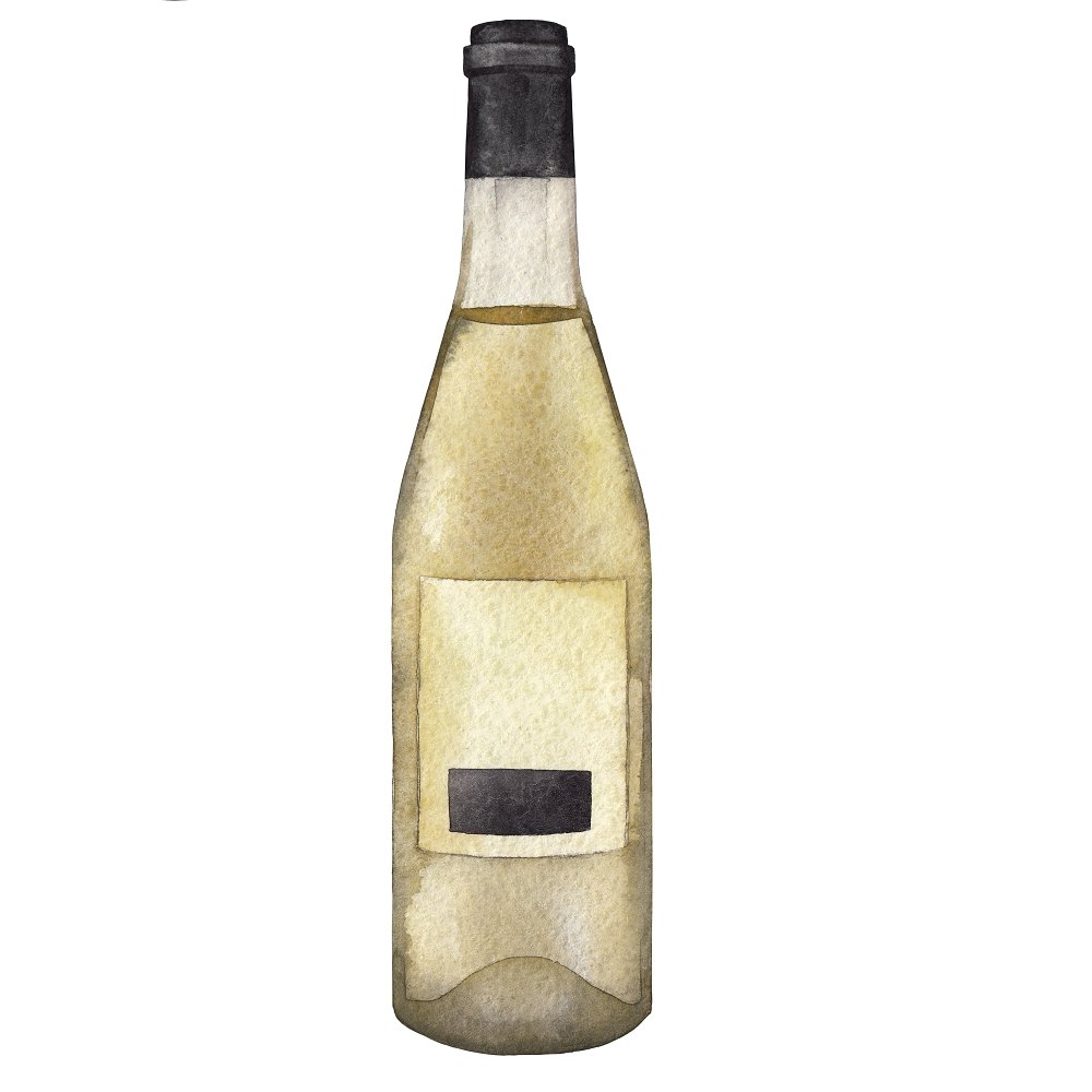 White Wine Bottle Fabric Panel - Variation 3