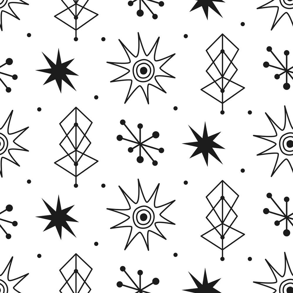 Atomic Icons Fabric - Black/White