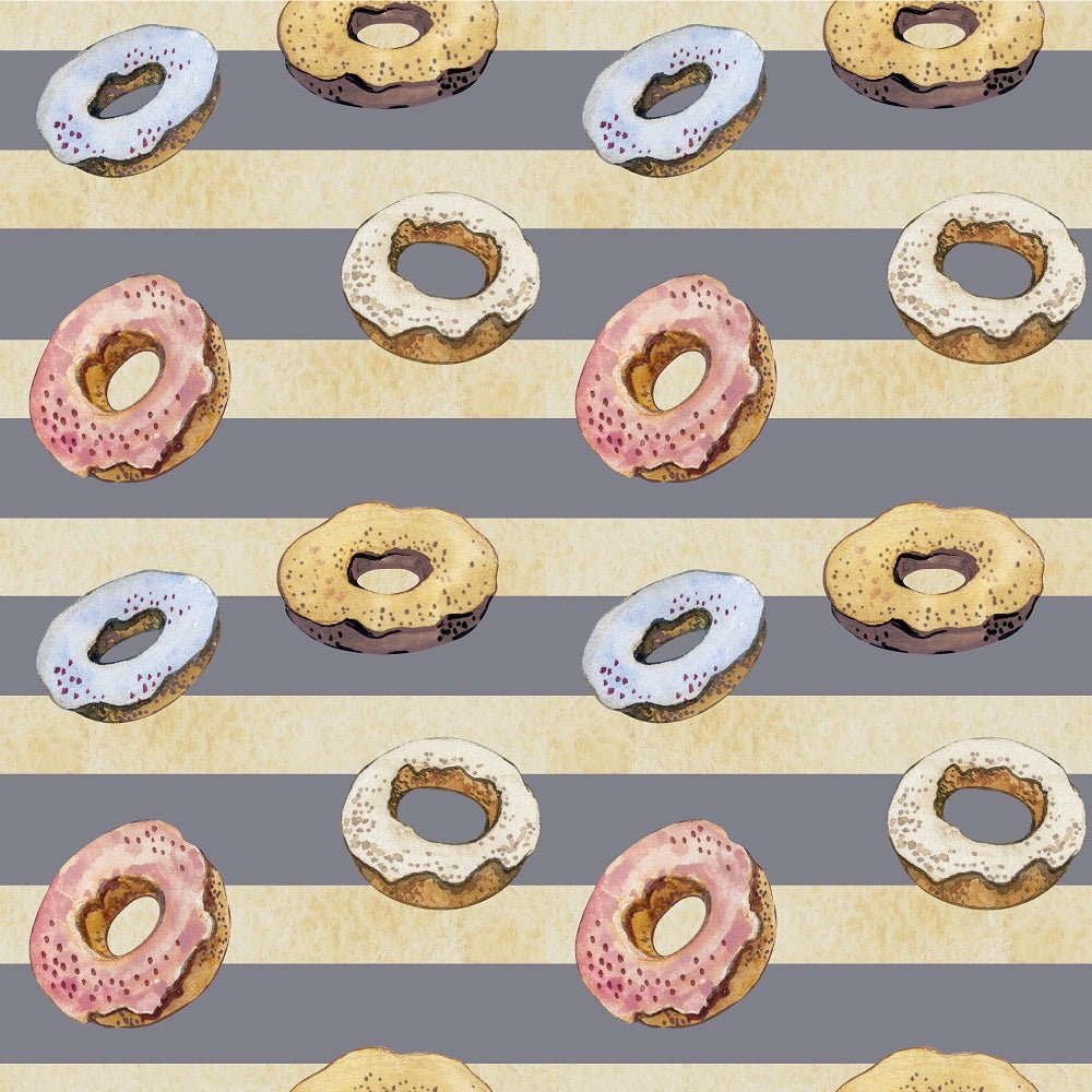 Baker Gnomes Donuts on Stripes Fabric
