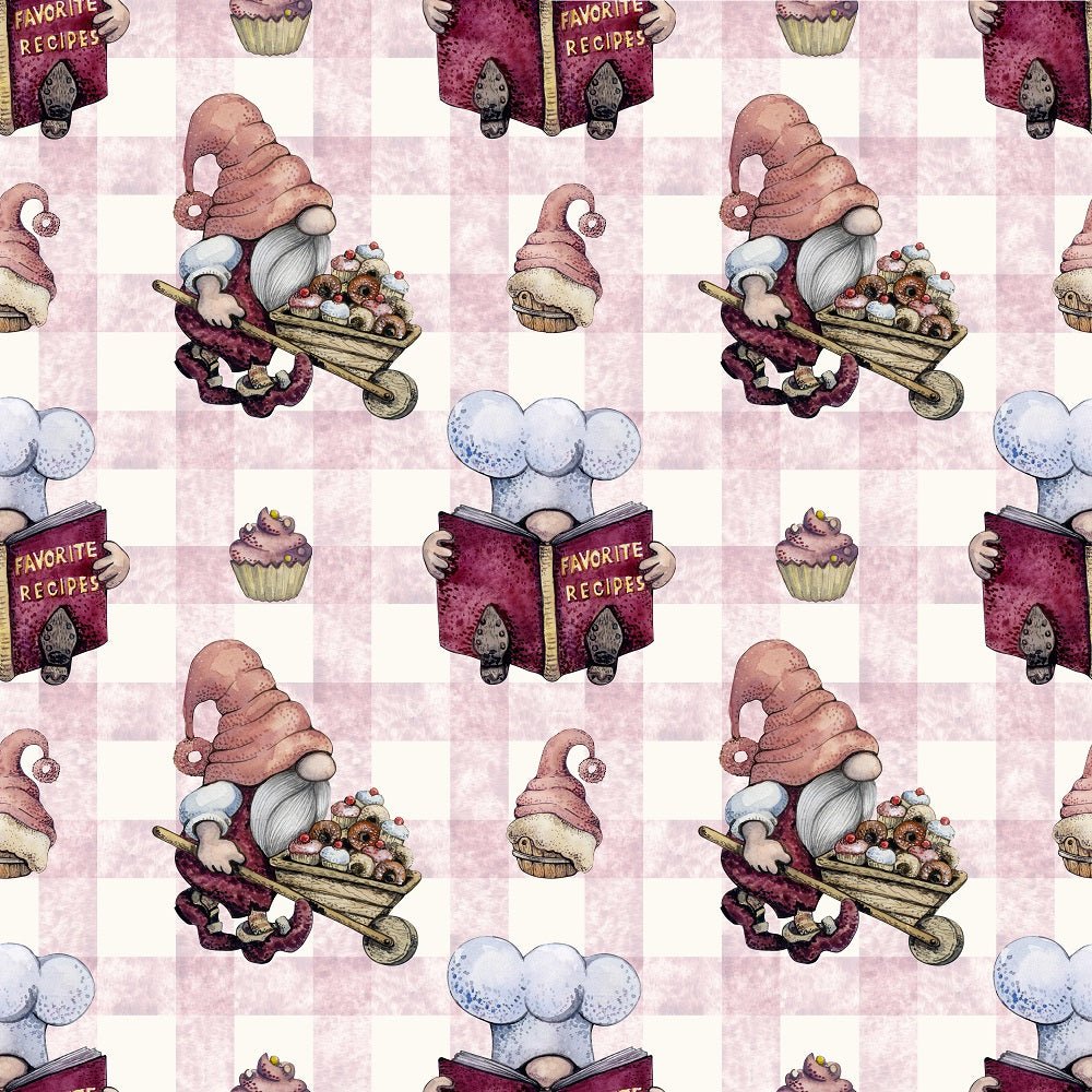 Baker Gnomes on Plaid #3 Fabric