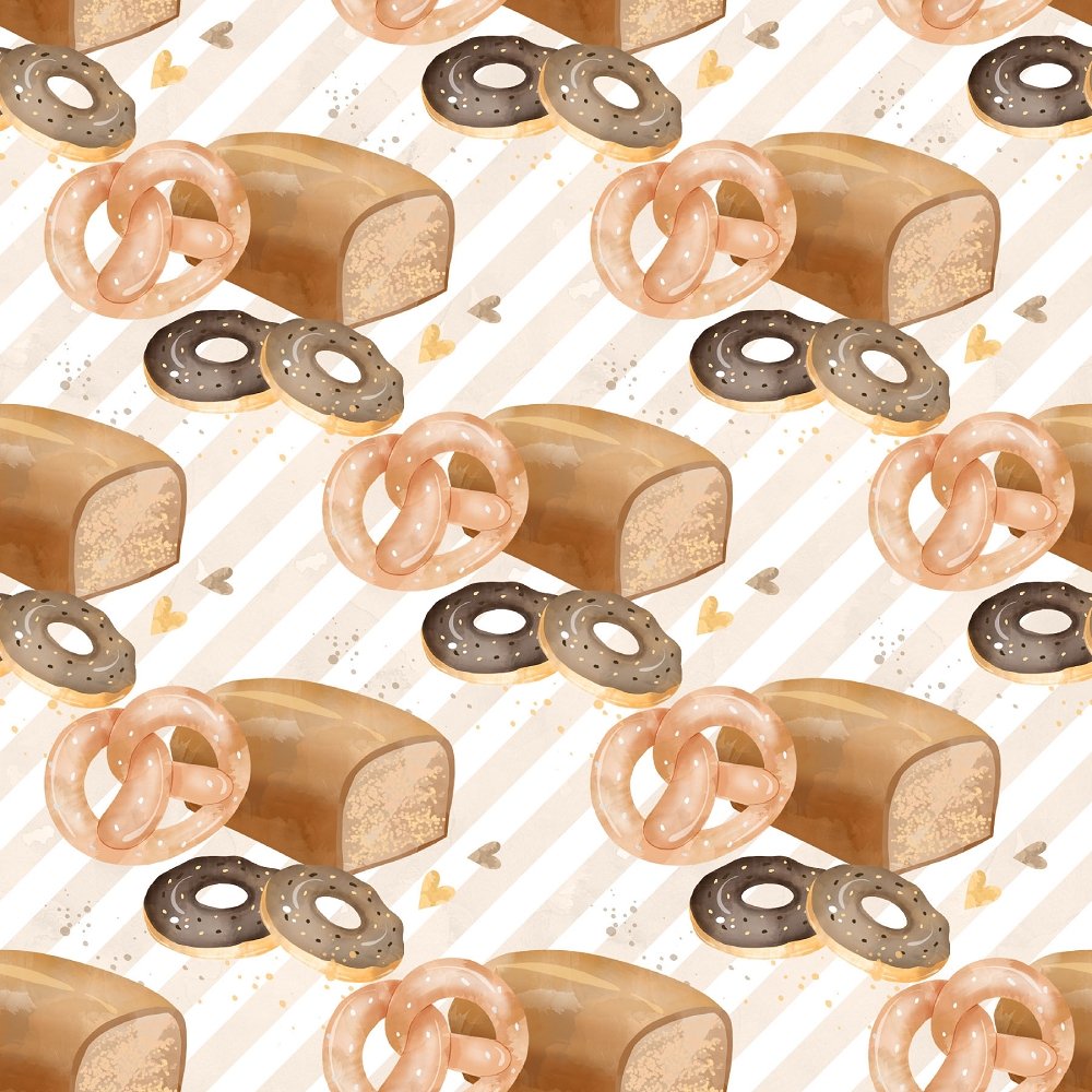 Bakery Desserts on Striped Fabric - Cream