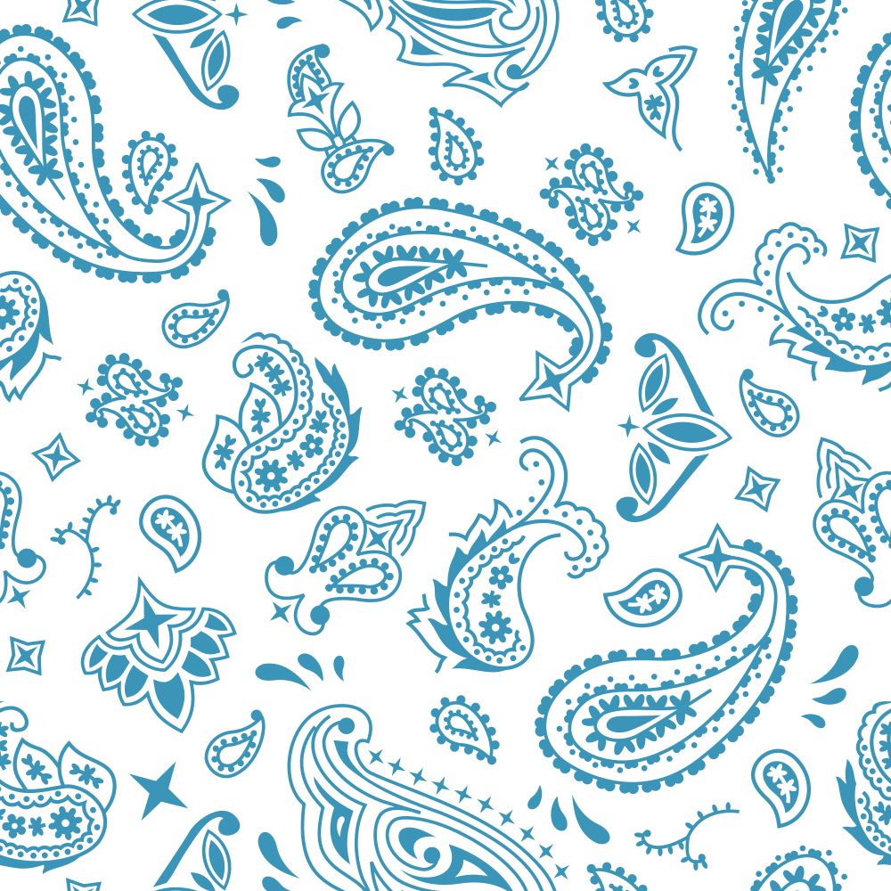 Bandana Fabric - Cerulean Blue on White