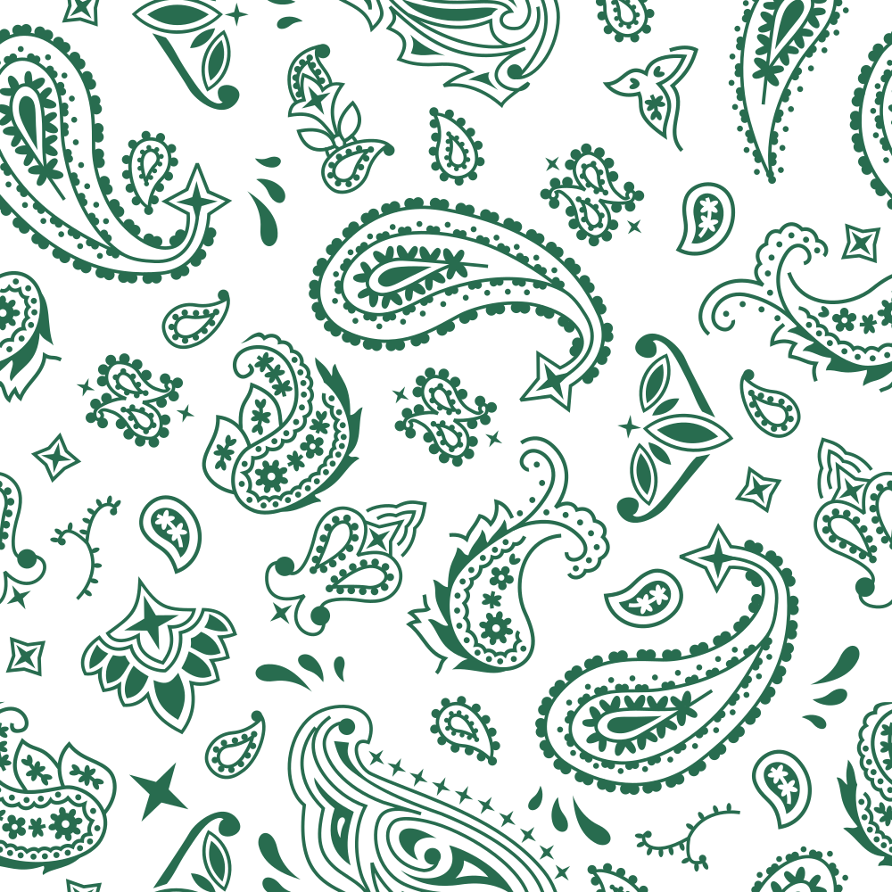 Bandana Fabric - Hunter Green on White