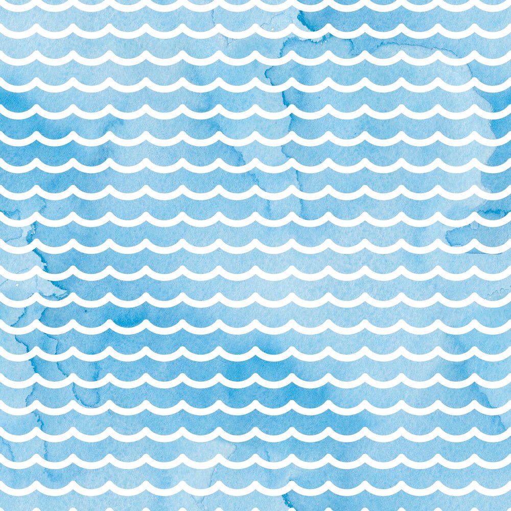 Watercolor Waves on Grunge Fabric