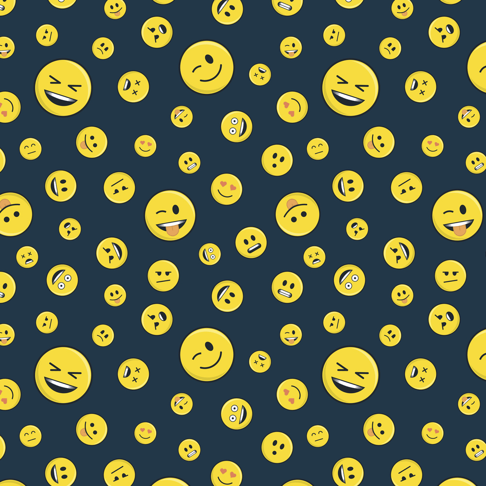 Assorted Emojis Fabric - Navy