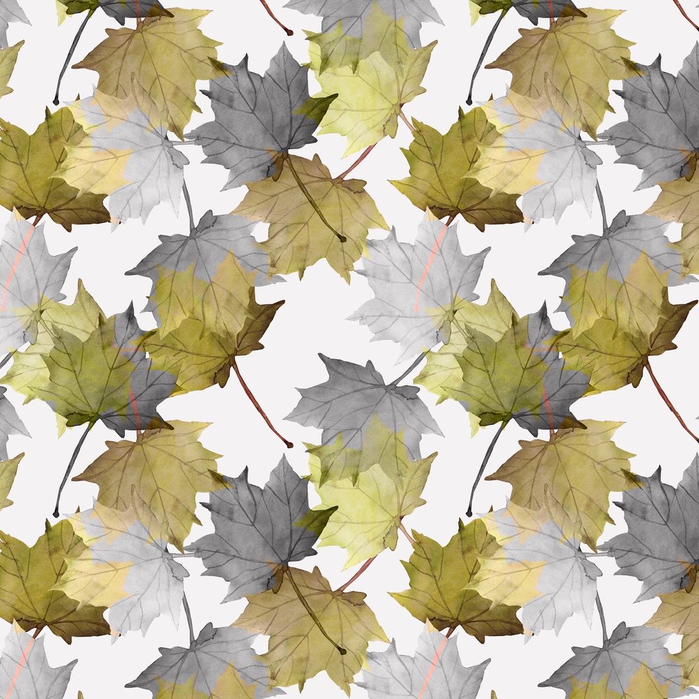 Assorted Maple Leaf Fabric - White