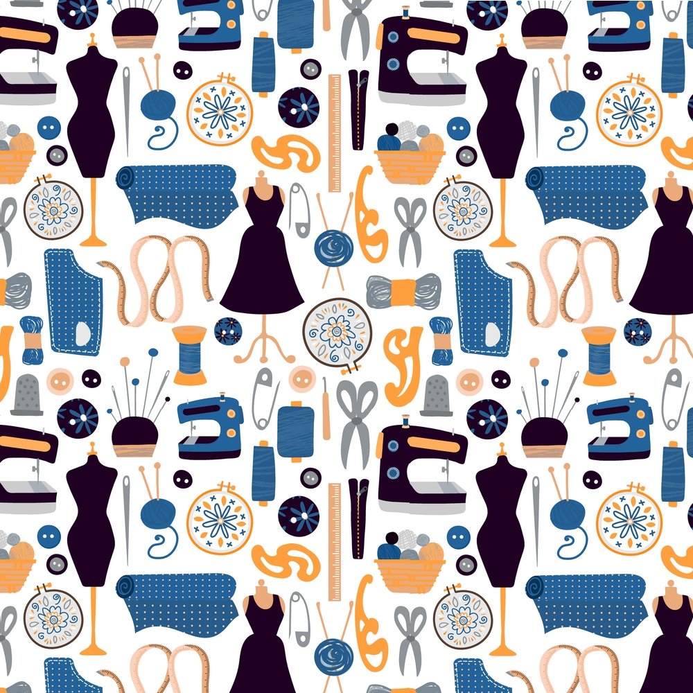 Assorted Sewing Materials Fabric - White