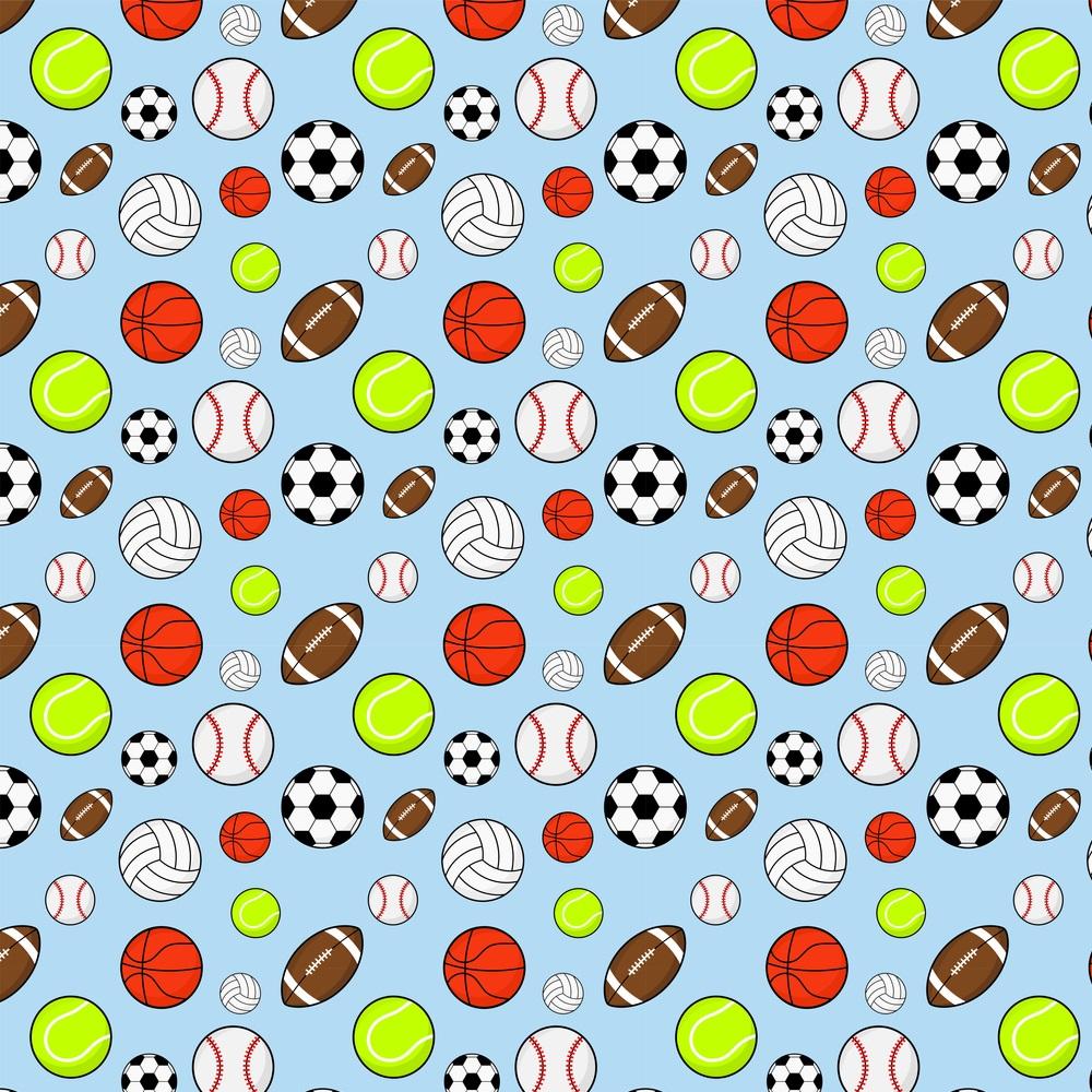 Assorted Sports Balls Fabric - Blue