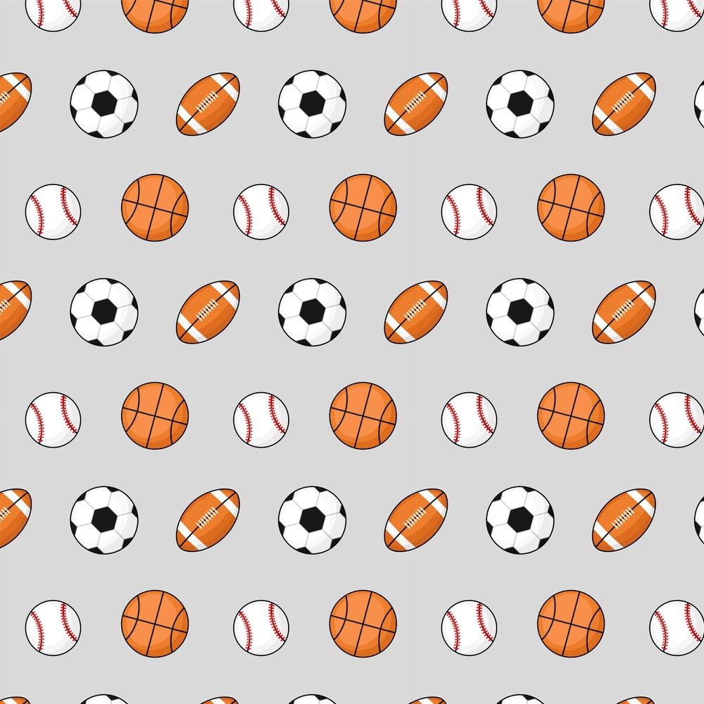 Assorted Sports Balls Fabric - Gray