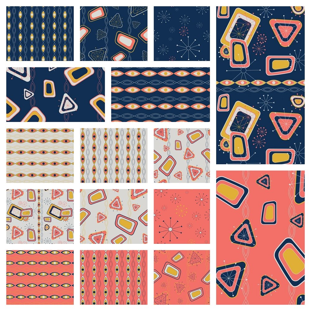 Atomic Geometric Fabric Collection - 1 Yard Bundle