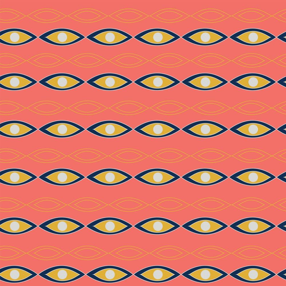 Atomic Geometric Pattern #2 Fabric - Pink