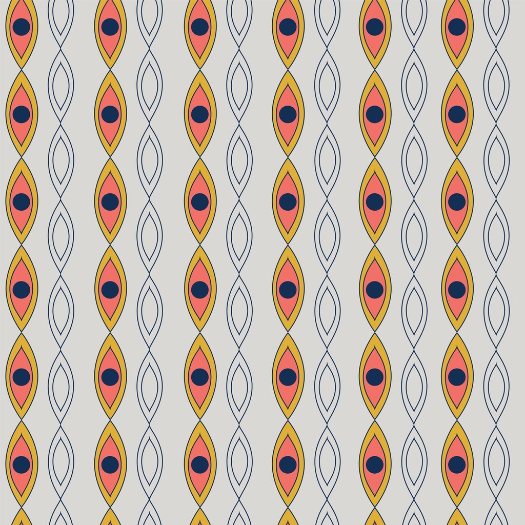 Atomic Geometric Pattern #3 Fabric - Antique White