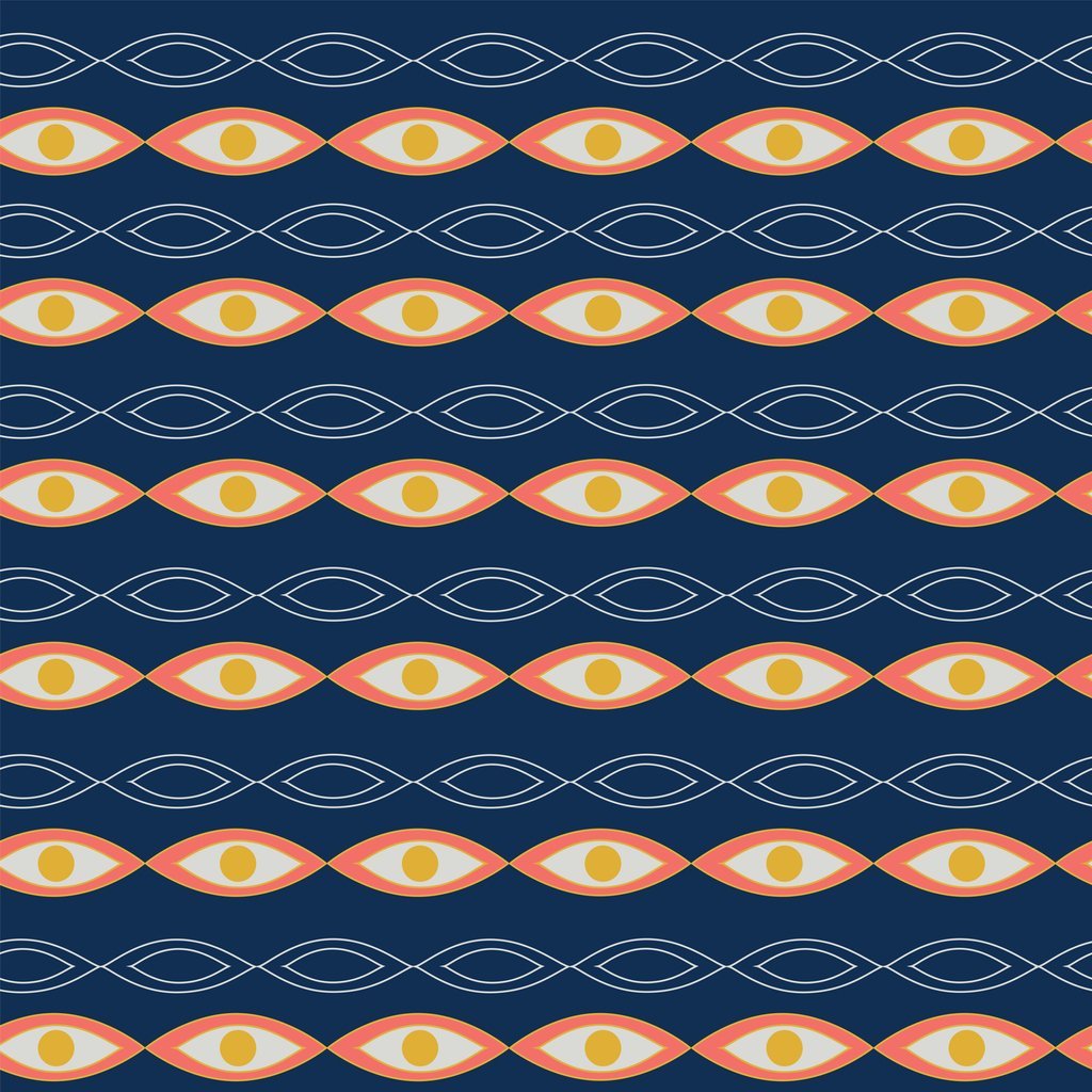 Atomic Geometric Pattern #3 Fabric - Blue