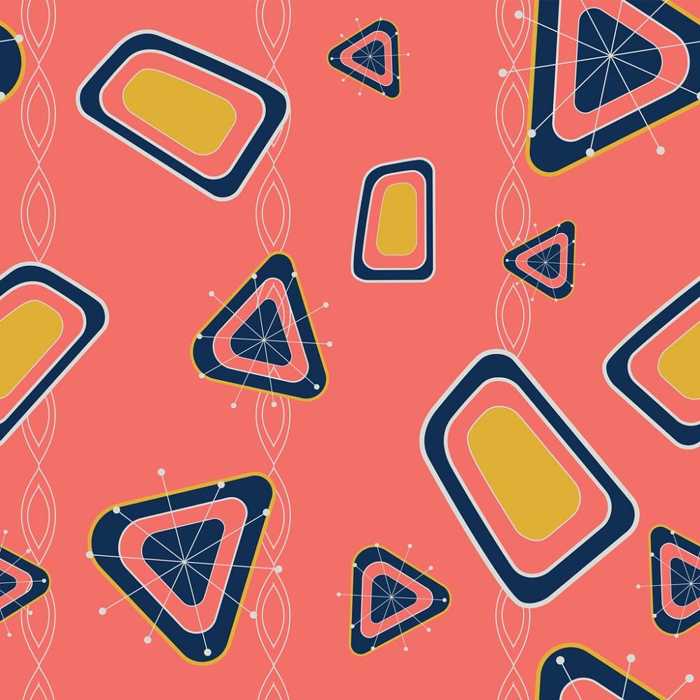 Atomic Geometric Pattern #3 Fabric - Pink