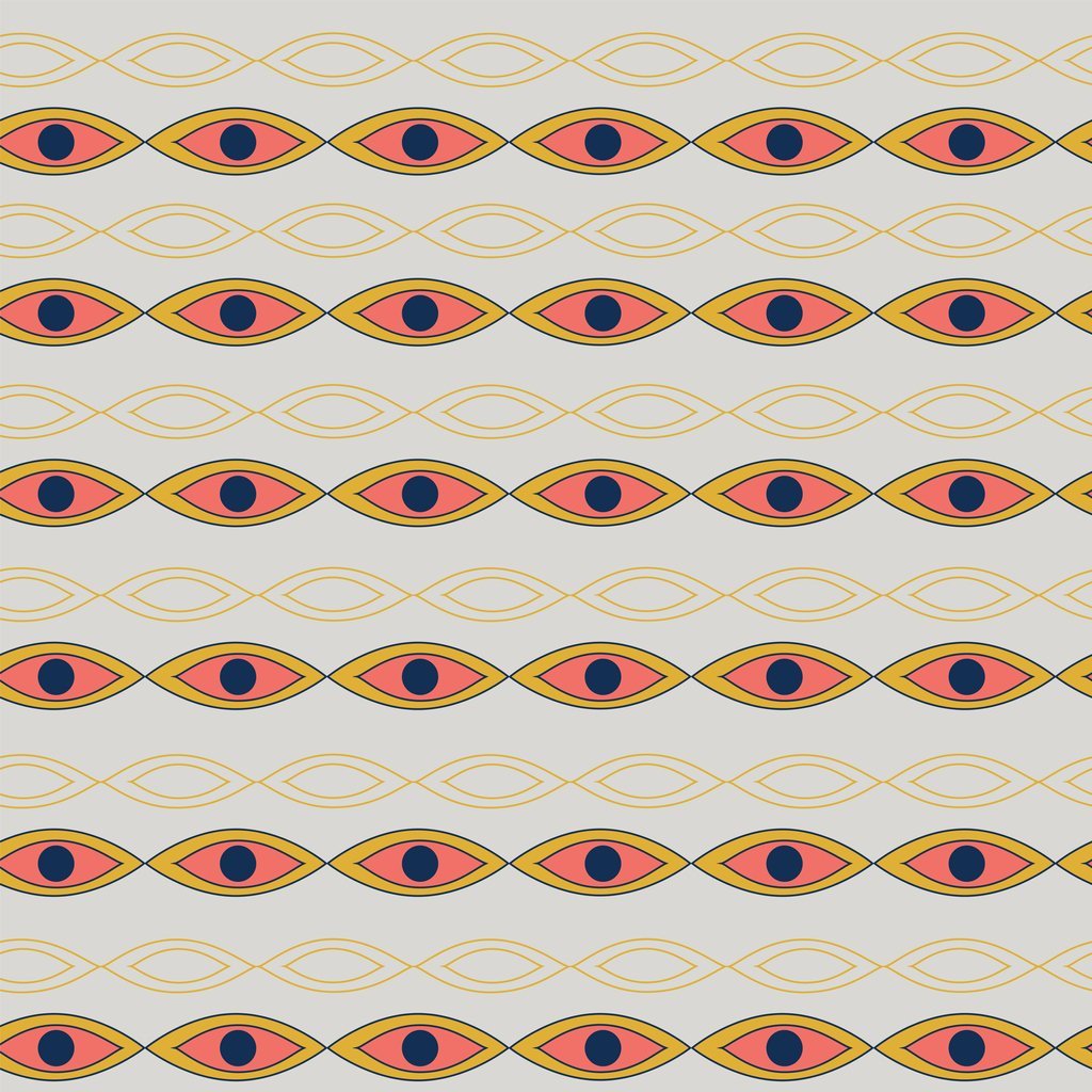 Atomic Geometric Pattern #4 Fabric - Antique White