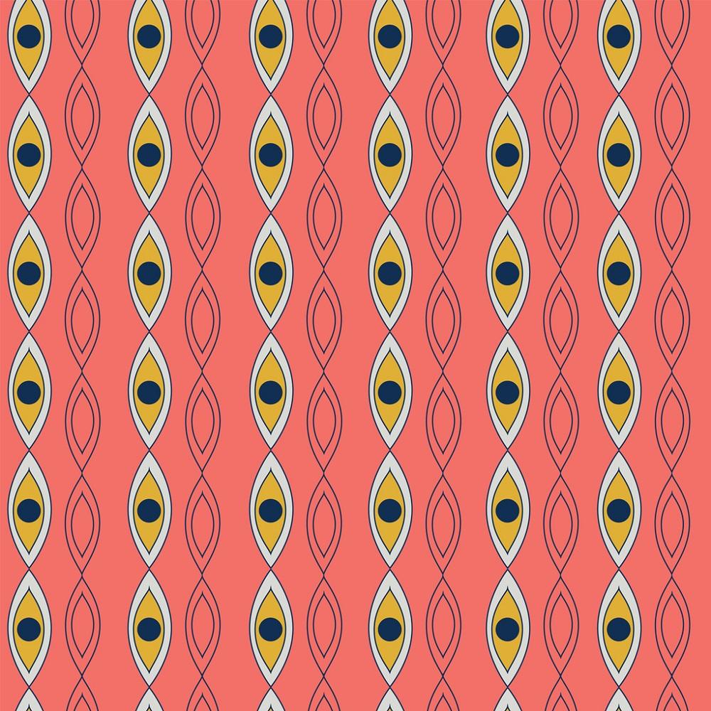 Atomic Geometric Pattern #4 Fabric - Pink