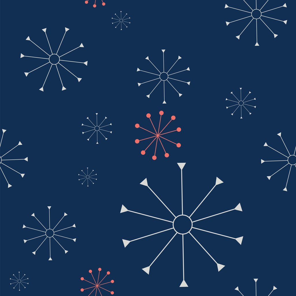 Atomic Geometric Pattern #5 Fabric - Blue